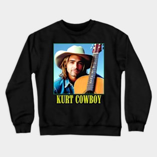 Grunge Cowboy Musician With Acoustic Guitar Crewneck Sweatshirt